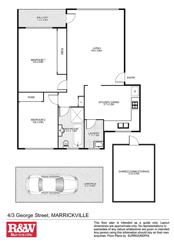 Floorplan of Homely unit listing, 4/3 George Street, Marrickville NSW 2204