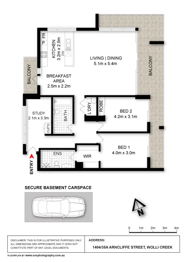Floorplan of Homely unit listing, 1404/35A Arncliffe Street, Wolli Creek NSW 2205