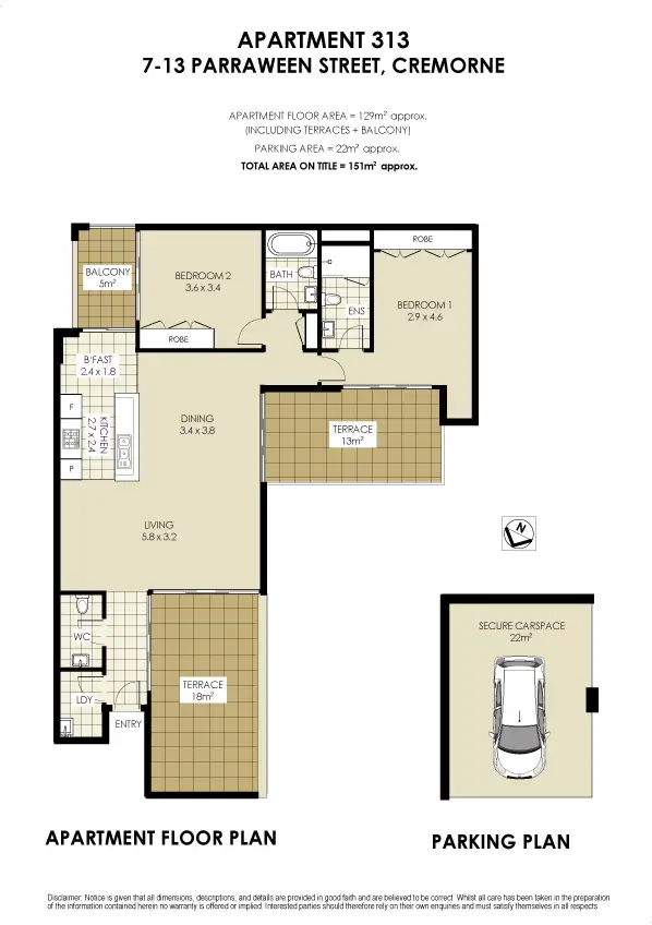Floorplan of Homely apartment listing, 313/7-13 Parraween Street, Cremorne NSW 2090