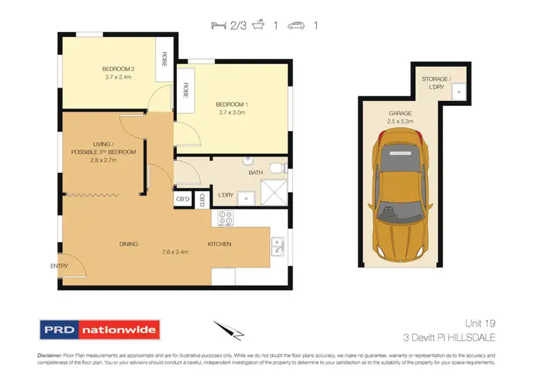 Floorplan of Homely unit listing, 19/3 Devitt Place, Hillsdale NSW 2036