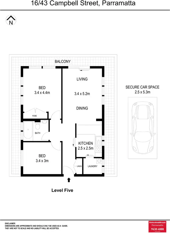 Floorplan of Homely unit listing, 16/43 Campbell Street, Parramatta NSW 2150