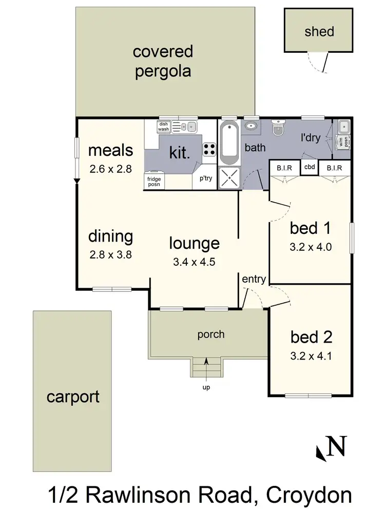 Floorplan of Homely unit listing, 1/2 Rawlinson Street, Croydon VIC 3136