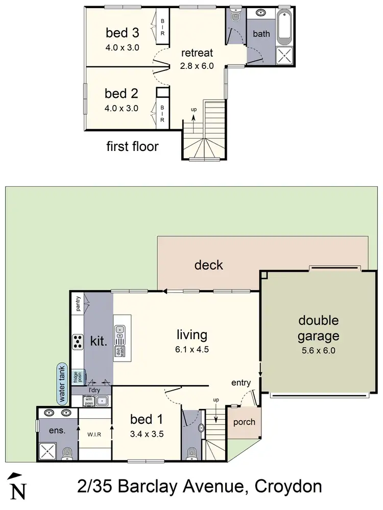 Floorplan of Homely townhouse listing, 2/35 Barclay Avenue, Croydon VIC 3136