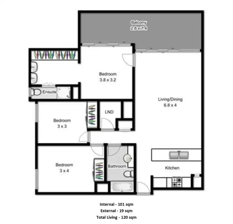 Floorplan of Homely apartment listing, 274/30 Macrossan Street, Brisbane City QLD 4000
