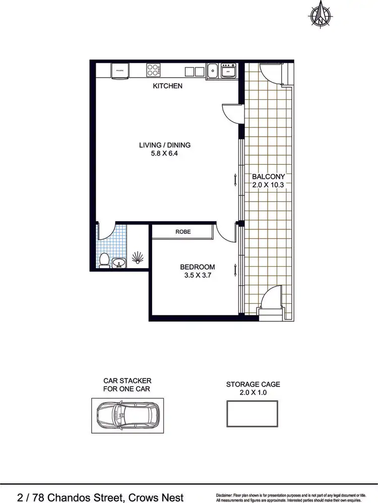 Floorplan of Homely apartment listing, 2/78 Chandos Street, St Leonards NSW 2065