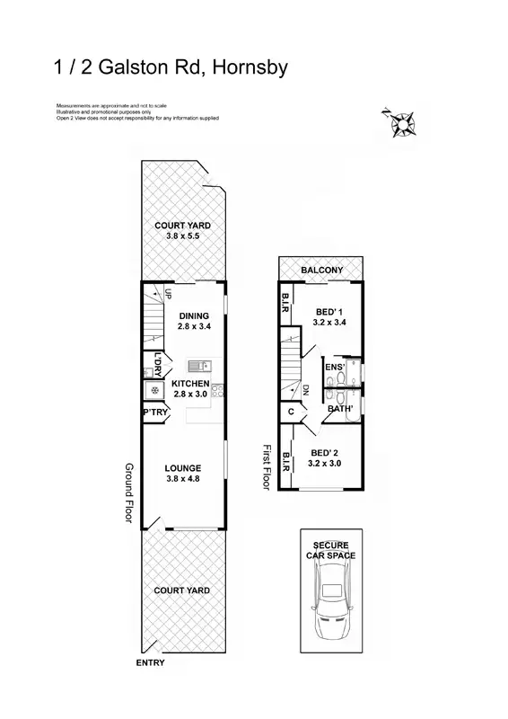 Floorplan of Homely townhouse listing, 1/2 Galston Road, Hornsby NSW 2077