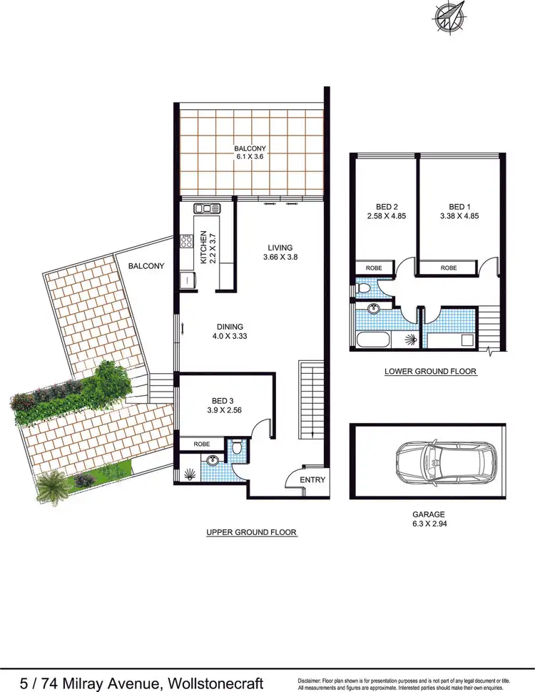 Floorplan of Homely townhouse listing, 5/74 Milray ave, Wollstonecraft NSW 2065