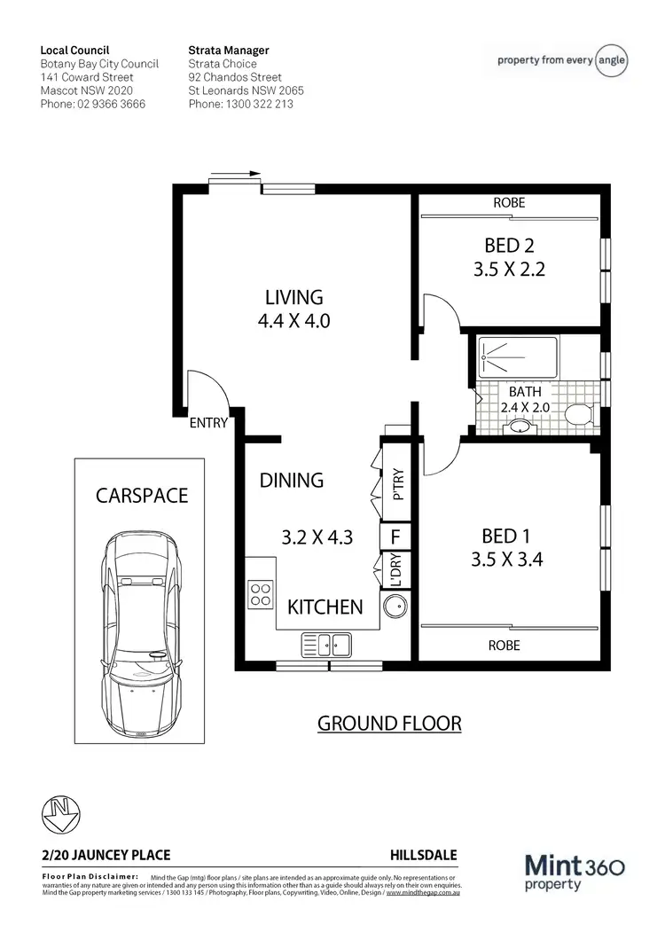 Floorplan of Homely apartment listing, 2/20 Jauncey Place, Hillsdale NSW 2036