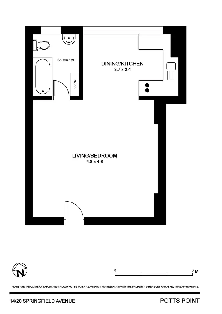 Floorplan of Homely studio listing, 14/20 Springfield Avenue, Potts Point NSW 2011