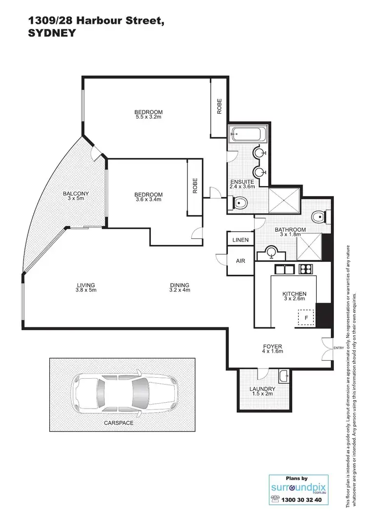 Floorplan of Homely apartment listing, 1309/28 Harbour Street, Sydney NSW 2000