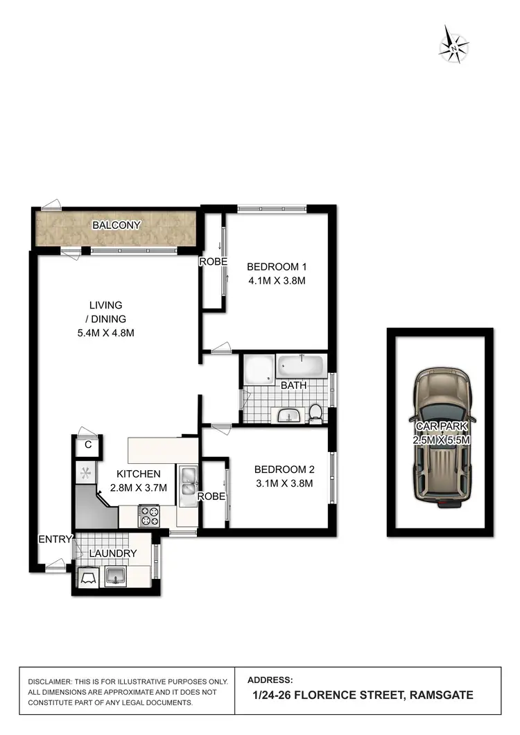 Floorplan of Homely unit listing, 1/24-26 Florence Street, Ramsgate Beach NSW 2217