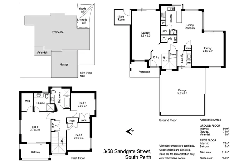 Floorplan of Homely townhouse listing, 3/58 Sandgate Street, South Perth WA 6151