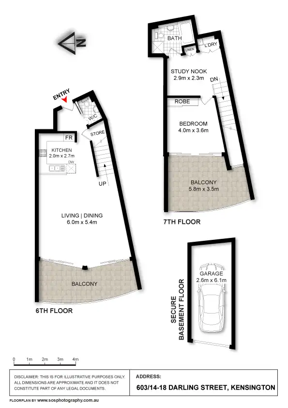 Floorplan of Homely unit listing, 603/14-18 Darling Street, Kensington NSW 2033
