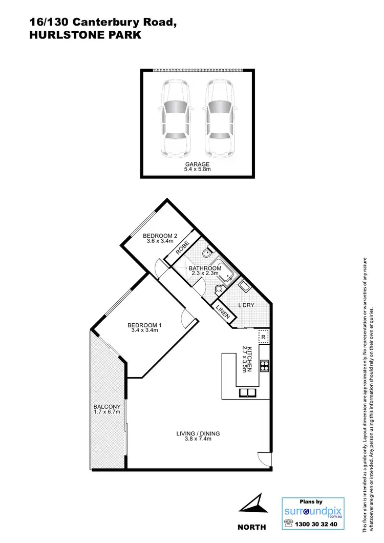 Floorplan of Homely unit listing, 16/130 Canterbury Road, Hurlstone Park NSW 2193