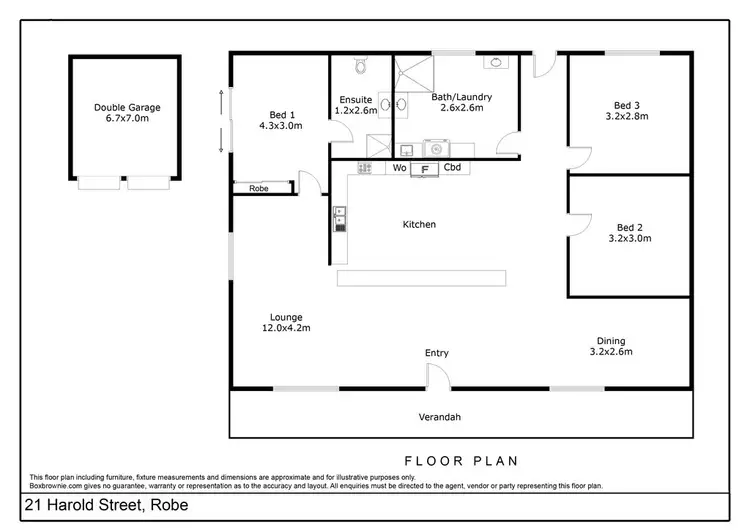 Floorplan of Homely house listing, 21 HAROLD STREET, Robe SA 5276