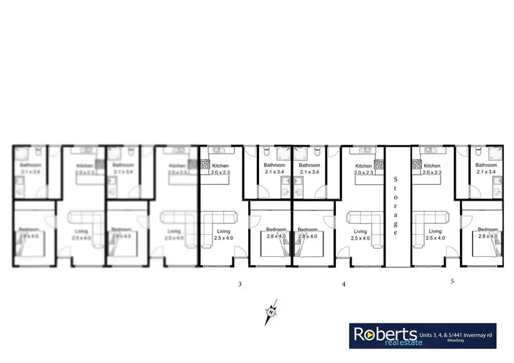 Floorplan of Homely unit listing, 3,4,5/441 Invermay Road, Mowbray TAS 7248