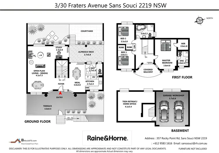 Floorplan of Homely townhouse listing, 3/30 Fraters Avenue, Sans Souci NSW 2219