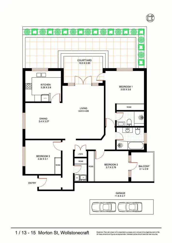 Floorplan of Homely apartment listing, 1/13-15 Morton Street, Wollstonecraft NSW 2065