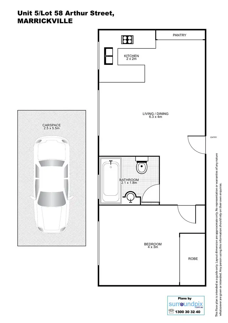 Floorplan of Homely unit listing, 5/58 Arthur Street, Marrickville NSW 2204