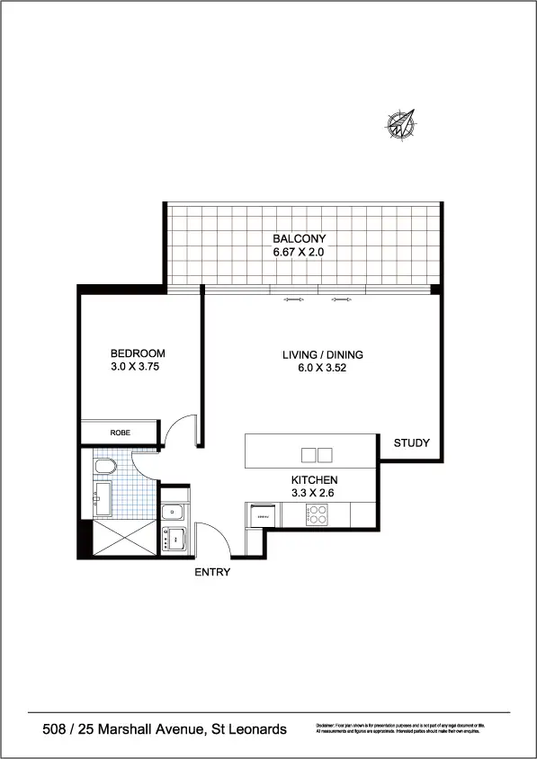 Floorplan of Homely apartment listing, 508/19-25 Marshall Ave, St Leonards NSW 2065