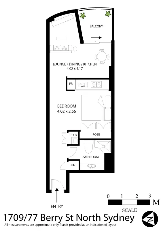 Floorplan of Homely apartment listing, 1709/77 Berry Street, North Sydney NSW 2060