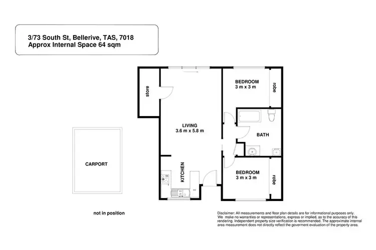 Floorplan of Homely unit listing, 3/73 South Street, Bellerive TAS 7018