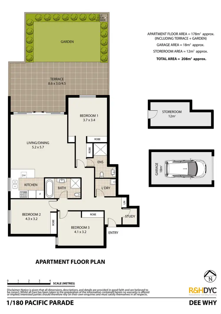 Floorplan of Homely unit listing, 1/180 Pacific Parade, Dee Why NSW 2099