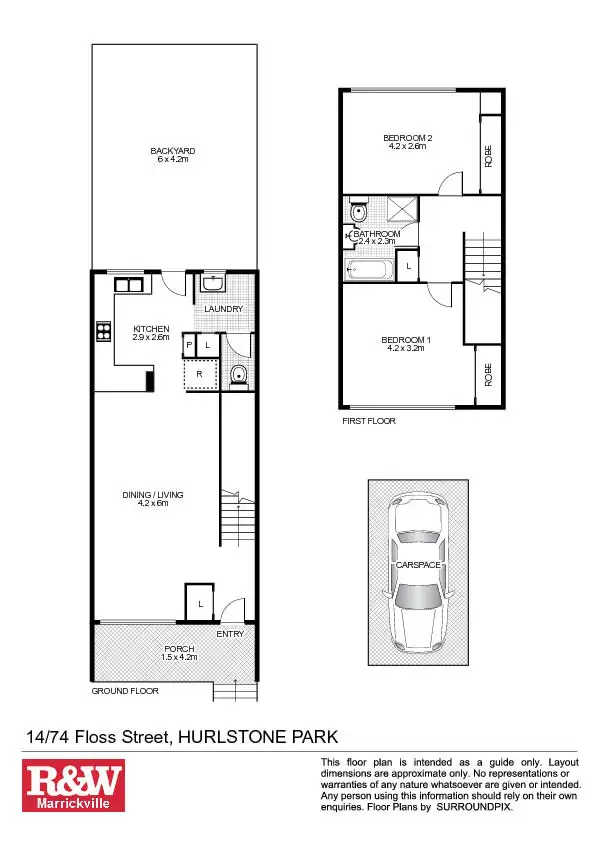 Floorplan of Homely townhouse listing, 14/74 Floss Street, Hurlstone Park NSW 2193