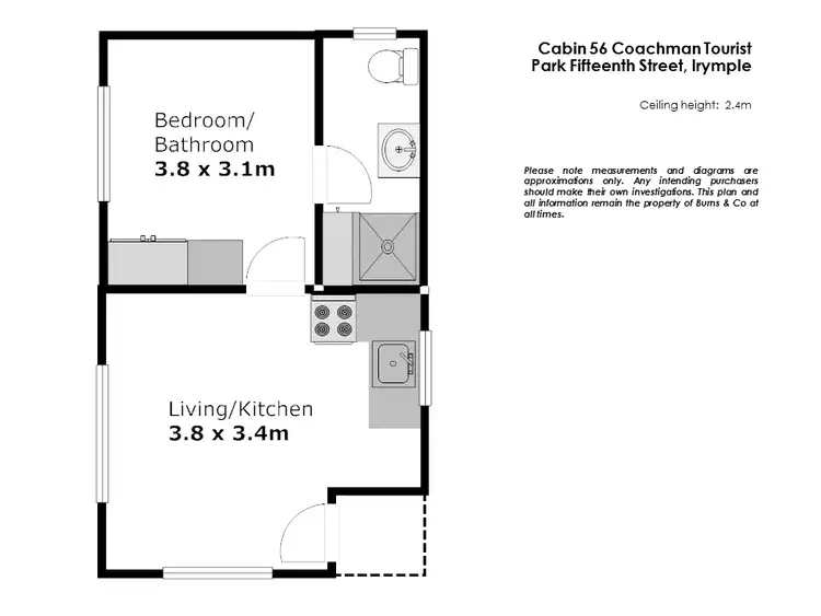 Floorplan of Homely unit listing, Cabin 56 Coachmans Tourist Park, 2163 Fifteenth Street, Irymple VIC 3498