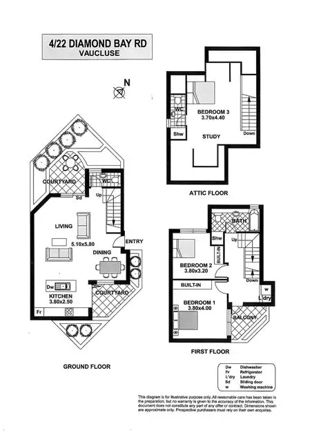 Floorplan of Homely townhouse listing, 4/22 Diamond Bay Road, Vaucluse NSW 2030