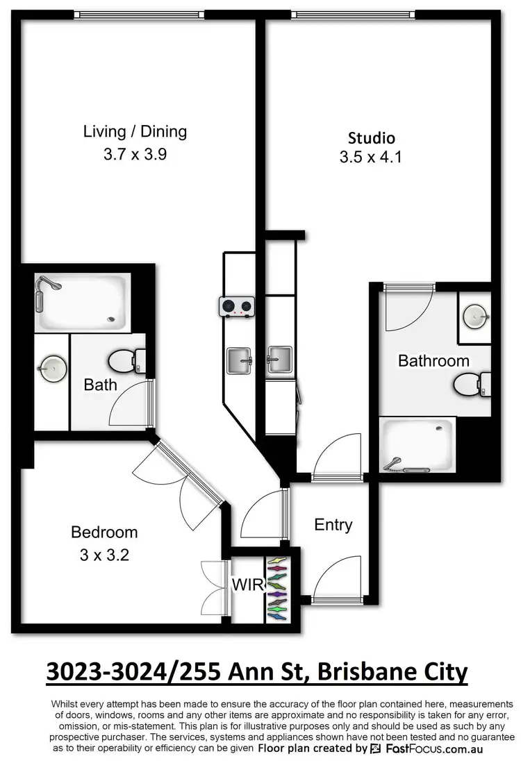 Floorplan of Homely apartment listing, 3023-3024/255 Ann Street, Brisbane City QLD 4000