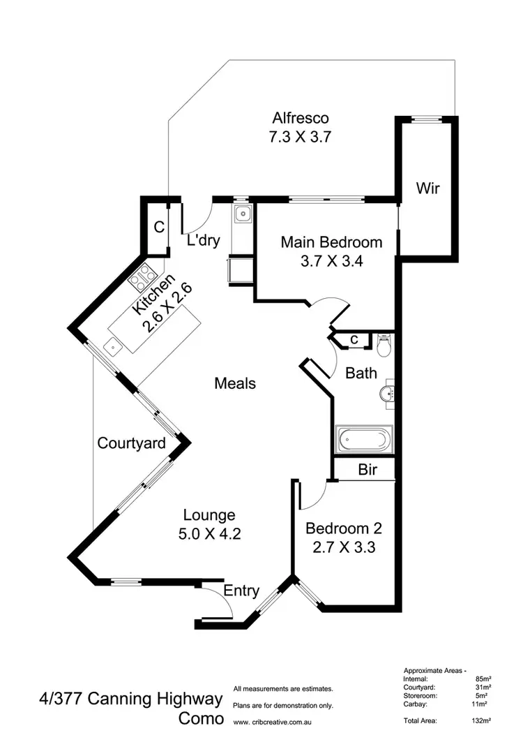 Floorplan of Homely unit listing, 4/377 Canning Highway, Como WA 6152