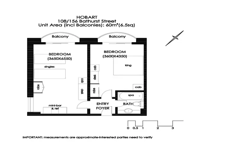 Floorplan of Homely apartment listing, 108/156 Bathurst Street, Hobart TAS 7000