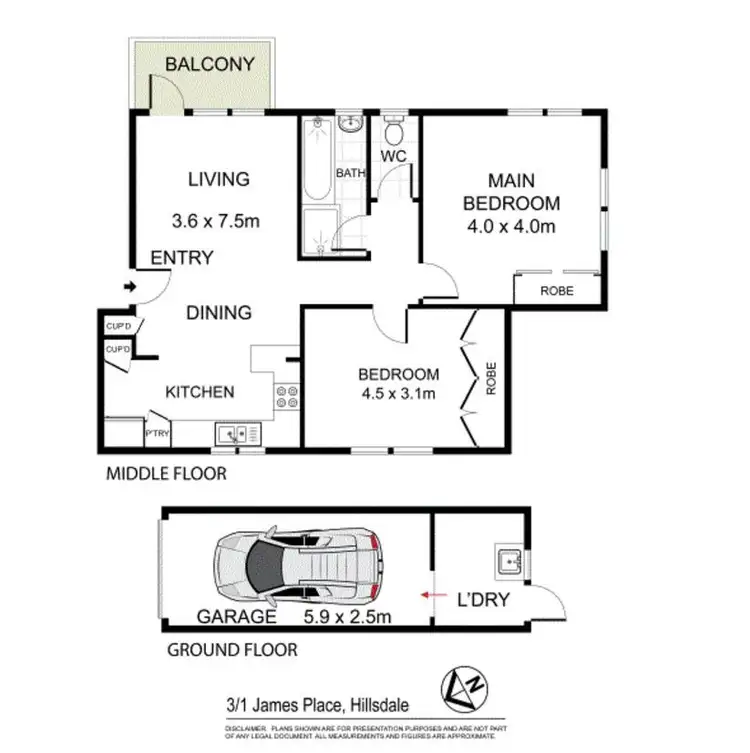 Floorplan of Homely apartment listing, 3/1 James Place, Hillsdale NSW 2036