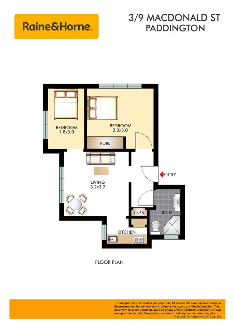 Floorplan of Homely apartment listing, 3/9 Macdonald Street, Paddington NSW 2021