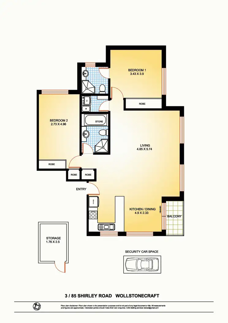 Floorplan of Homely apartment listing, 3/85 Shirley Road, Wollstonecraft NSW 2065