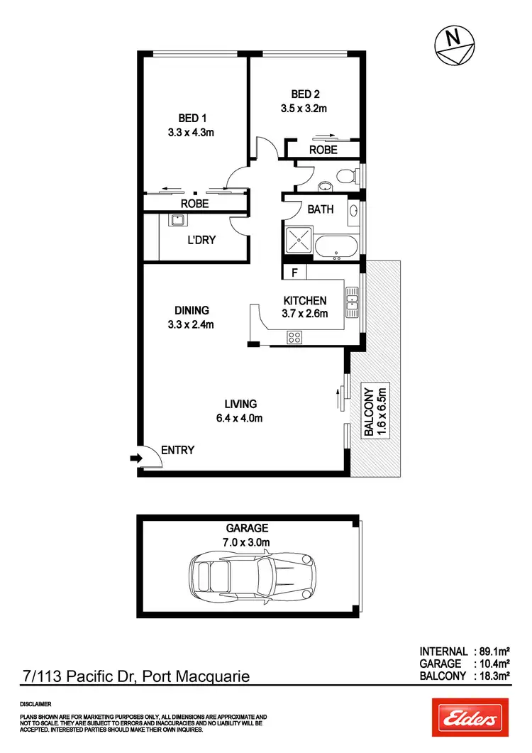 Floorplan of Homely unit listing, 7/113 Pacific Drive, Port Macquarie NSW 2444