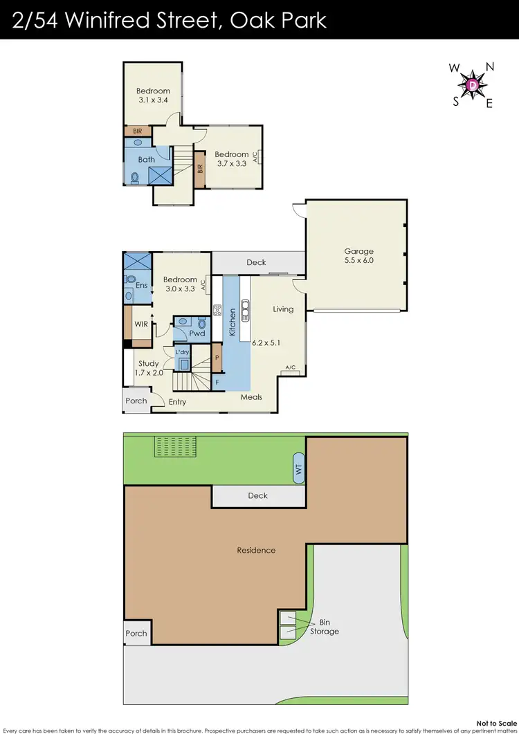 Floorplan of Homely townhouse listing, 2/54 Winifred Street, Oak Park VIC 3046