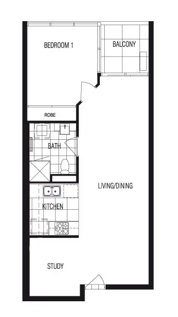 Floorplan of Homely apartment listing, 1009/58 Jeffcott Street, Melbourne VIC 3000