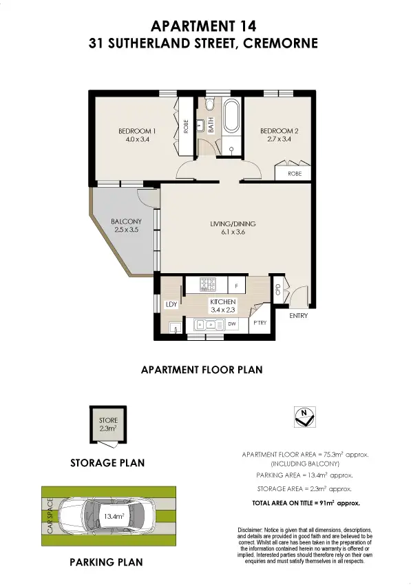 Floorplan of Homely apartment listing, 14/31 Sutherland Street, Cremorne NSW 2090