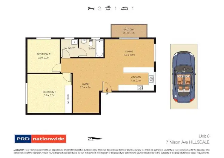 Floorplan of Homely unit listing, 6/7 Nilson Avenue, Hillsdale NSW 2036