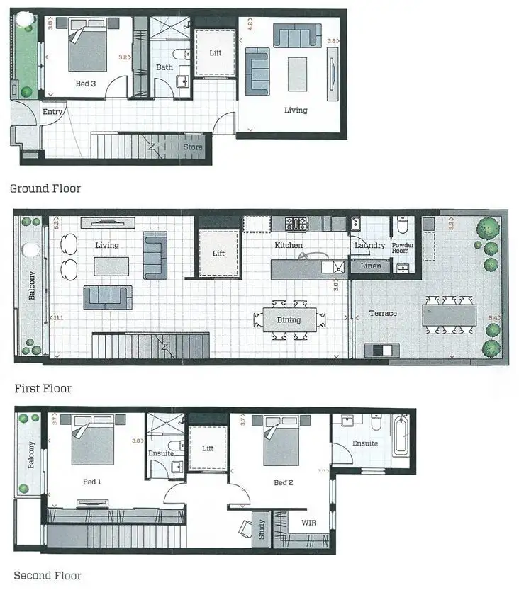Floorplan of Homely townhouse listing, 1/9 Athletes Parade, Floreat WA 6014