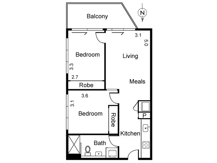 Floorplan of Homely apartment listing, 302/99 Dow Street, Port Melbourne VIC 3207