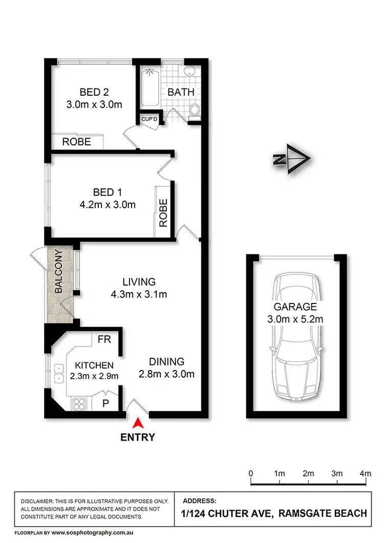 Floorplan of Homely unit listing, 1/124 Chuter Avenue, Ramsgate Beach NSW 2217