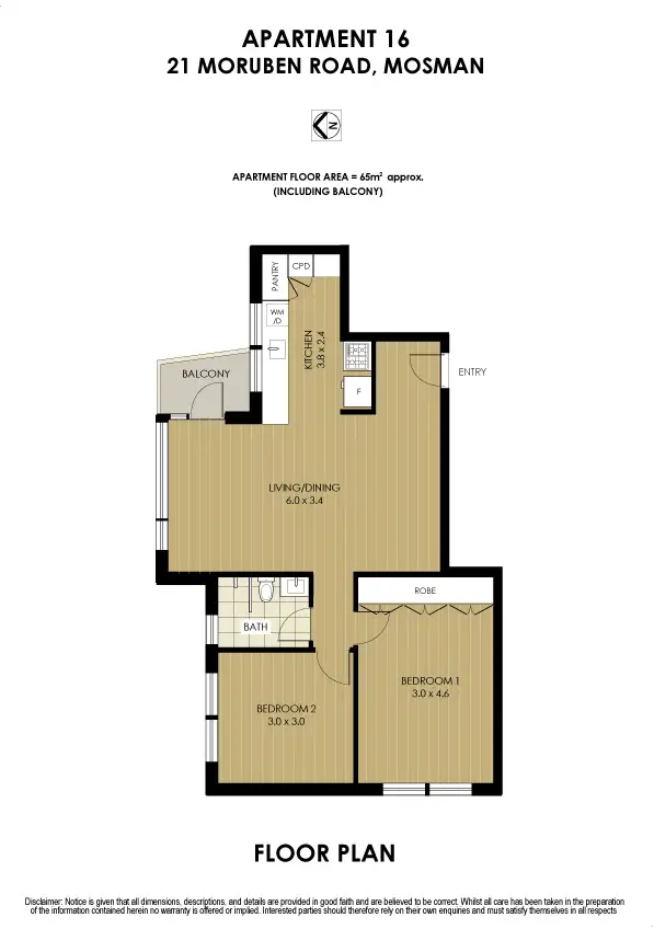 Floorplan of Homely apartment listing, 16/21 Moruben Road, Mosman NSW 2088