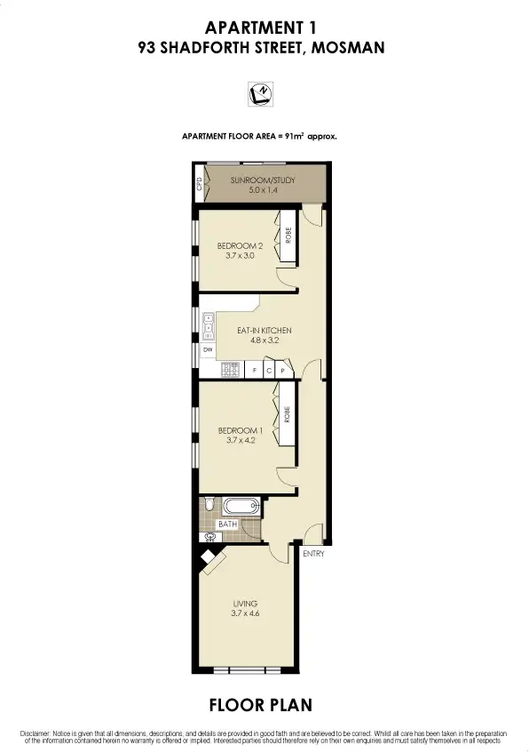 Floorplan of Homely apartment listing, 1/93 Shadforth Street, Mosman NSW 2088