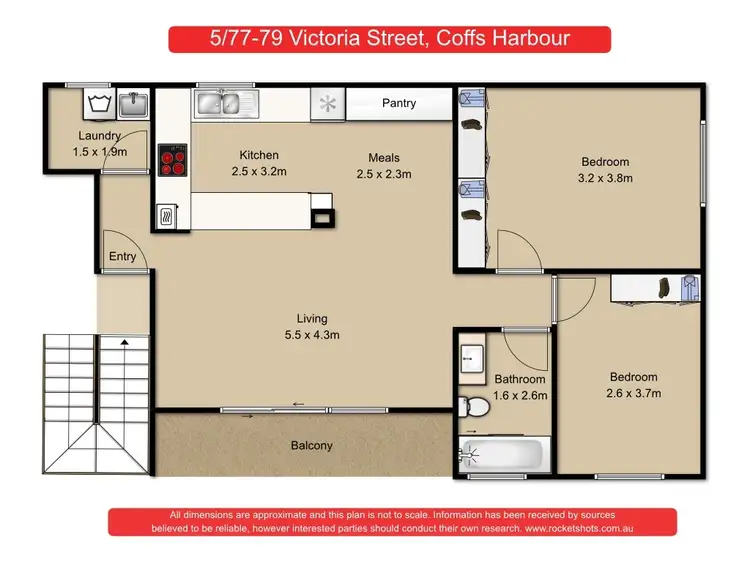 Floorplan of Homely apartment listing, 5/77-79 Victoria Street, Coffs Harbour NSW 2450