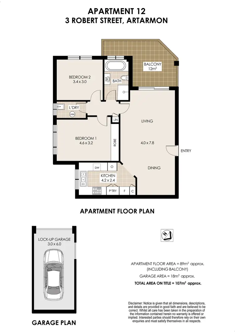 Floorplan of Homely unit listing, 12/3 Robert Street, Artarmon NSW 2064