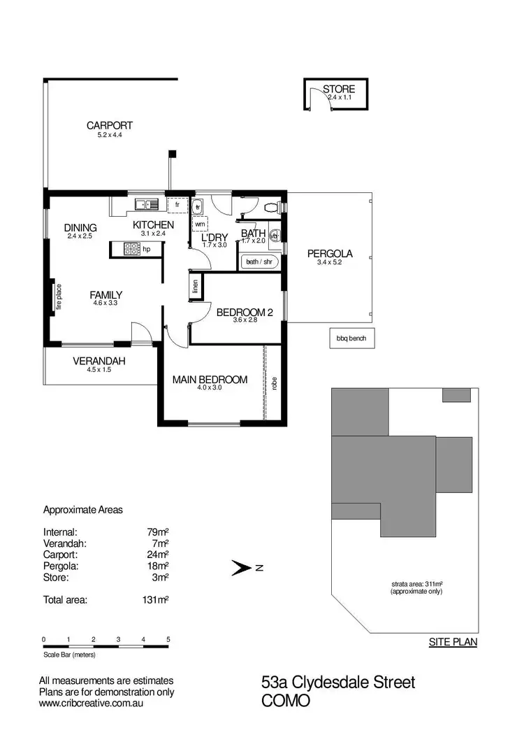 Floorplan of Homely semi-detached listing, 53A Clydesdale Street, Como WA 6152