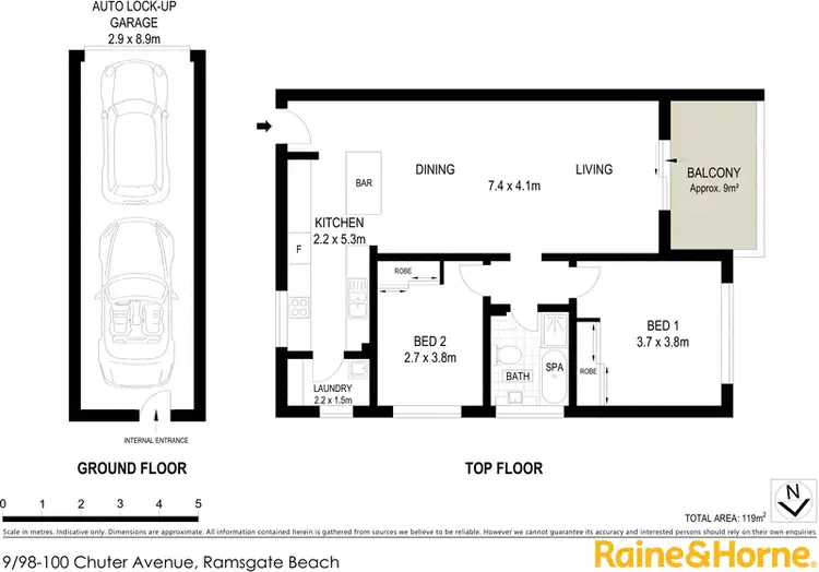 Floorplan of Homely unit listing, 9/98-100 Chuter Avenue, Ramsgate Beach NSW 2217